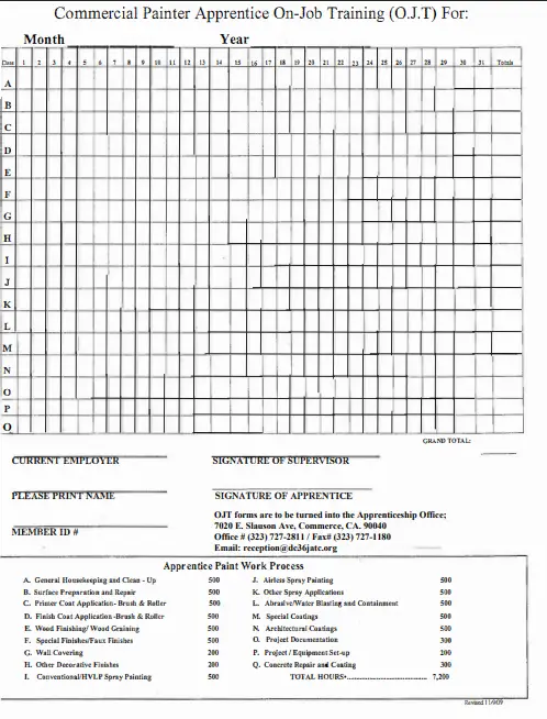 Commercial Painter ojt Form image